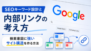 SEOキーワード設計と内部リンクの考え方を解説する検索意図に強いサイト構造イメージのアイキャッチ画像